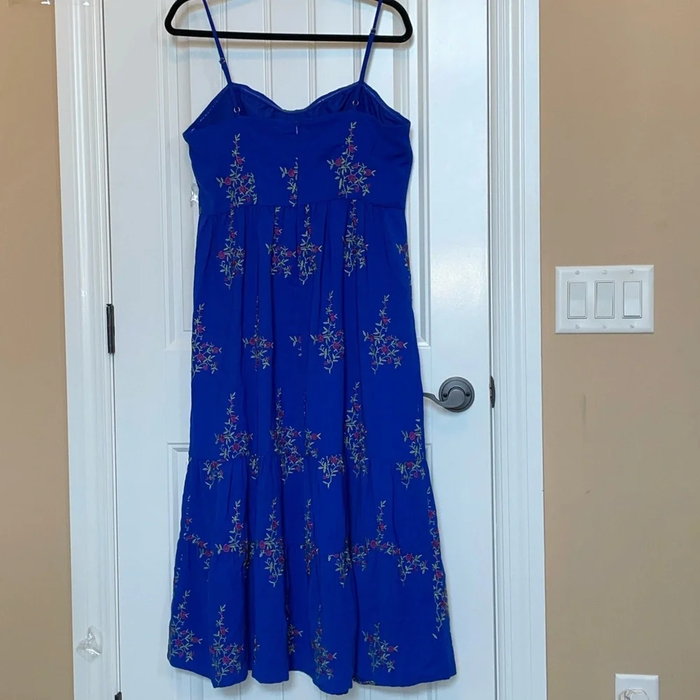 Betsey Johnson 12 Royal Blue Floral Midi Dress with Adjustable Spaghetti Straps - Picture 15 of 16